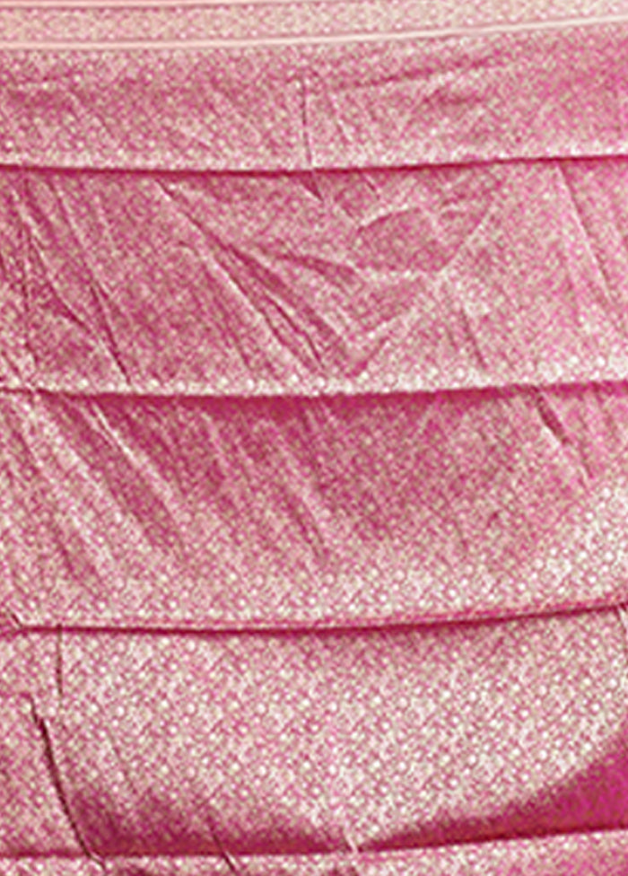 Pink Handloom Jamewar Pure Silk Saree With Blouse Piece