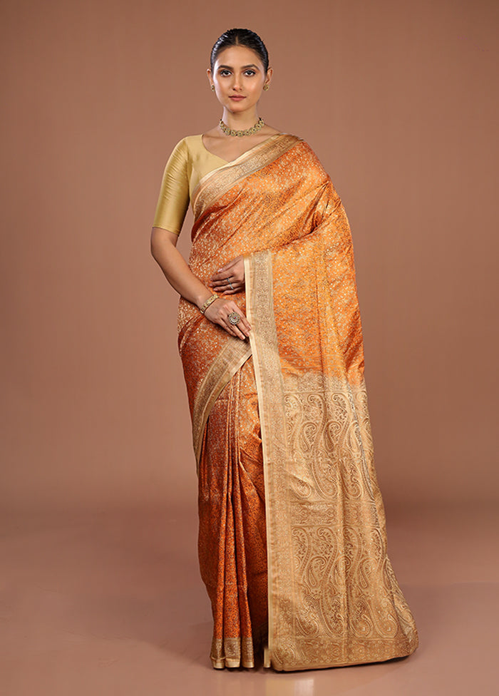 Yellow Handloom Jamewar Pure Silk Saree With Blouse Piece