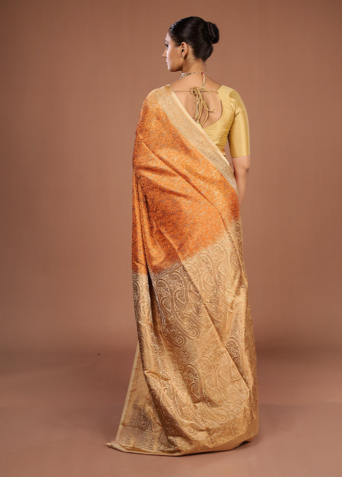 Yellow Handloom Jamewar Pure Silk Saree With Blouse Piece