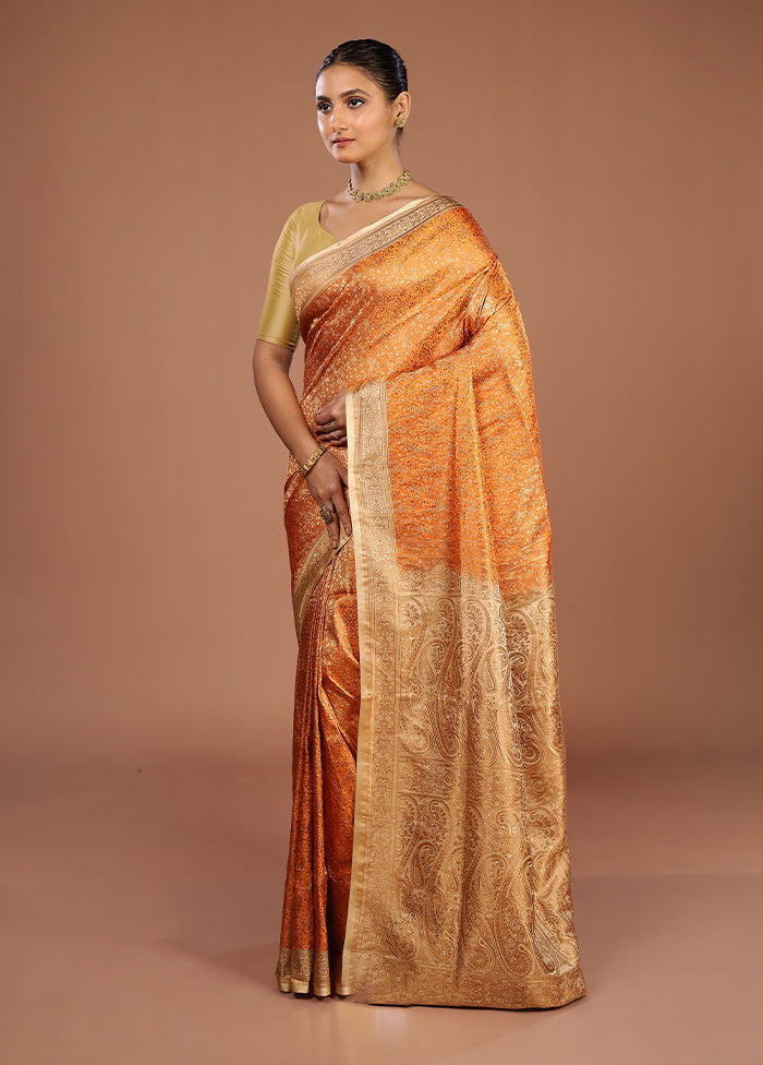 Yellow Handloom Jamewar Pure Silk Saree With Blouse Piece