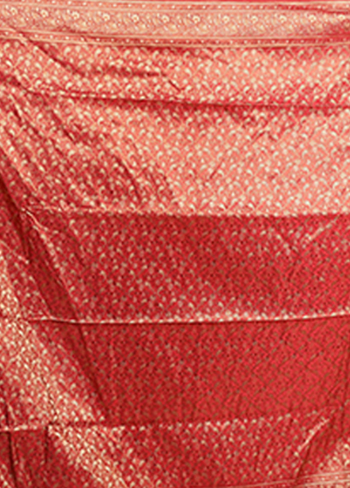 Cream Handloom Jamewar Pure Silk Saree With Blouse Piece