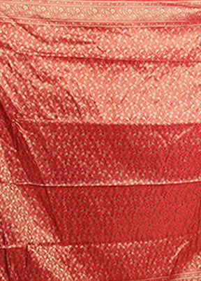 Cream Handloom Jamewar Pure Silk Saree With Blouse Piece