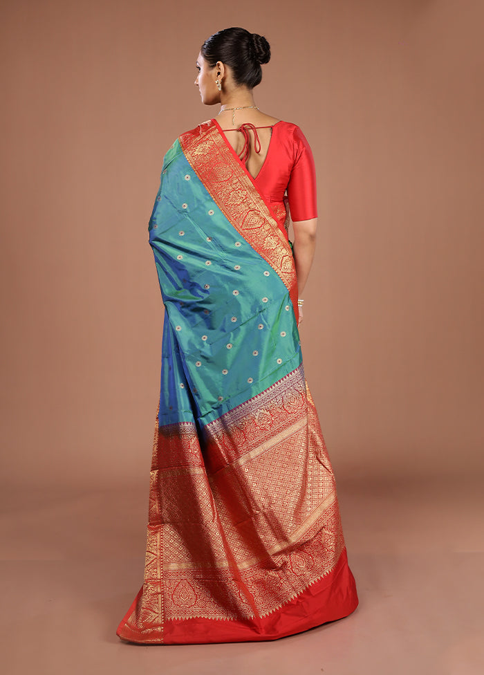 Green Handloom Kanjivaram Pure Silk Saree With Blouse Piece
