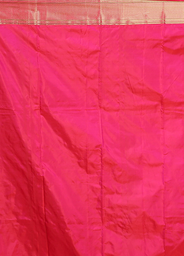 Pink Handloom Kanjivaram Pure Silk Saree With Blouse Piece