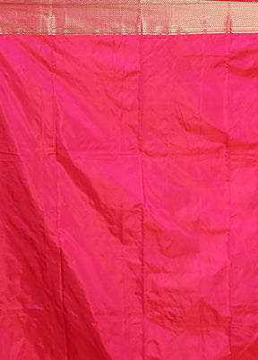 Pink Handloom Kanjivaram Pure Silk Saree With Blouse Piece