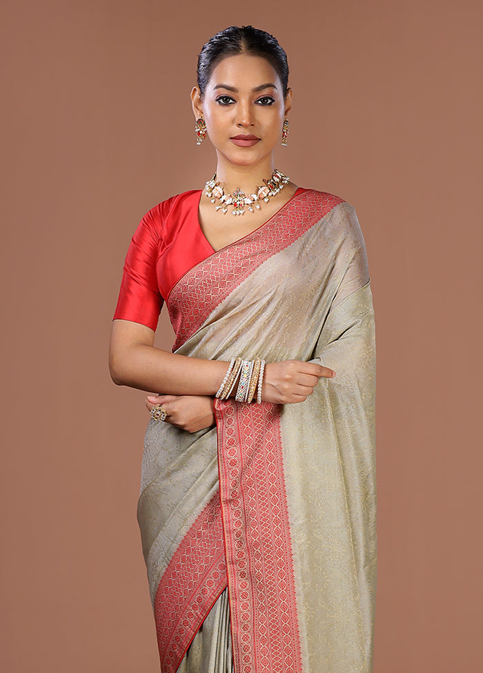 Cream Kanjivaram Silk Saree With Blouse Piece
