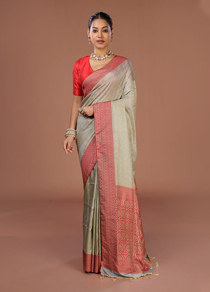 Cream Kanjivaram Silk Saree With Blouse Piece