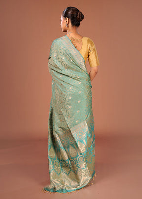 Blue Kanjivaram Silk Saree With Blouse Piece