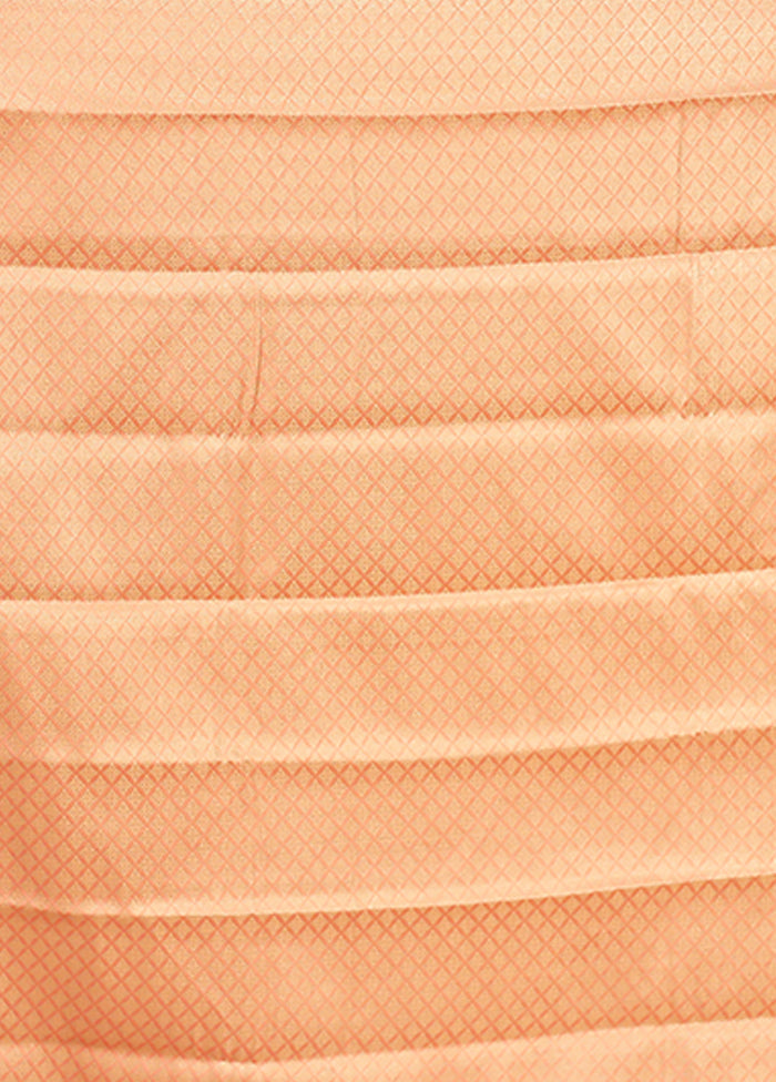 Peach Kanjivaram Silk Saree With Blouse Piece