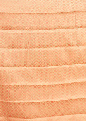 Peach Kanjivaram Silk Saree With Blouse Piece