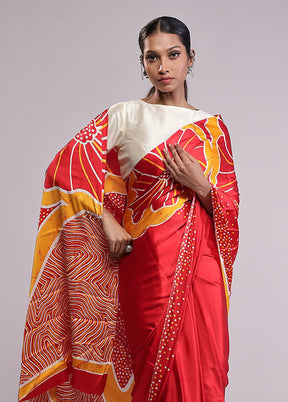 Red Georgette Saree With Blouse Piece