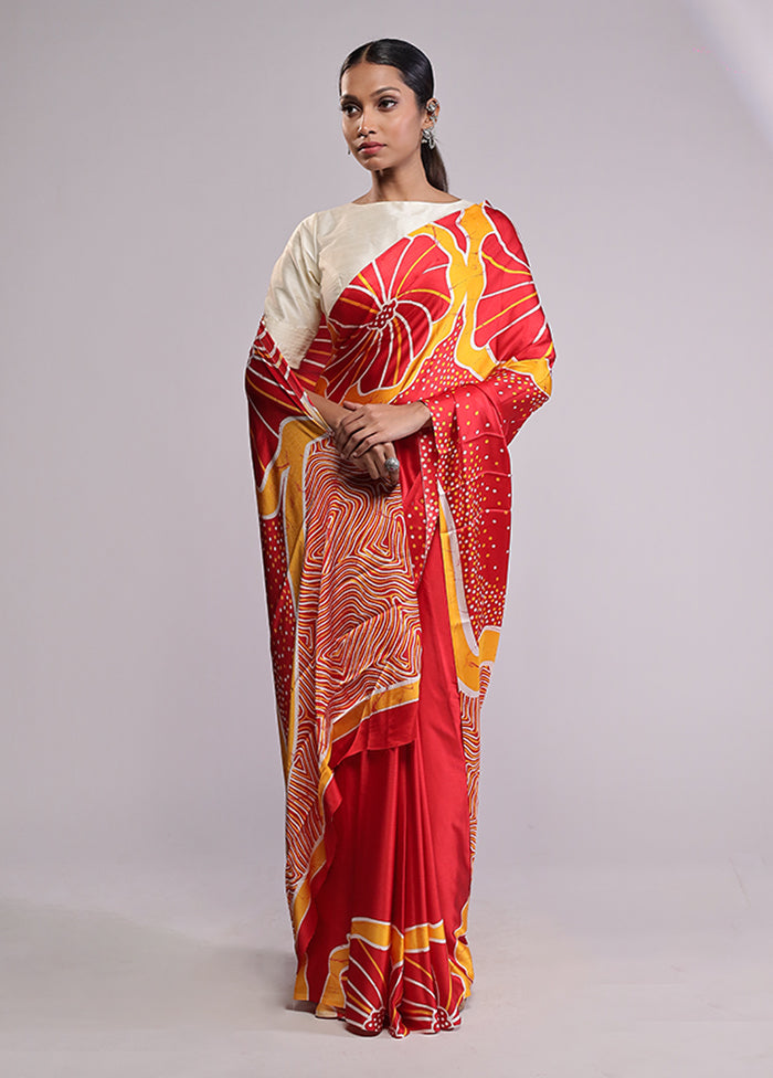 Red Georgette Saree With Blouse Piece