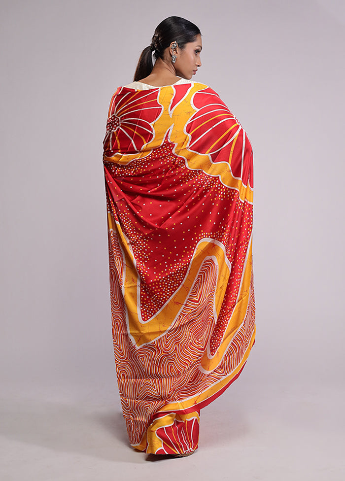 Red Georgette Saree With Blouse Piece