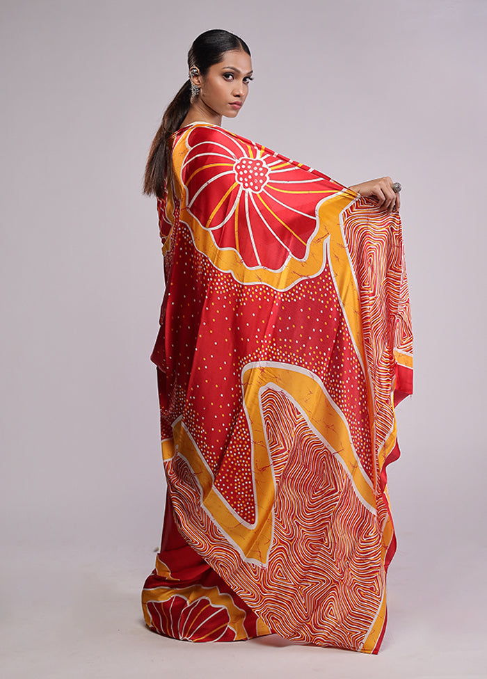 Red Georgette Saree With Blouse Piece