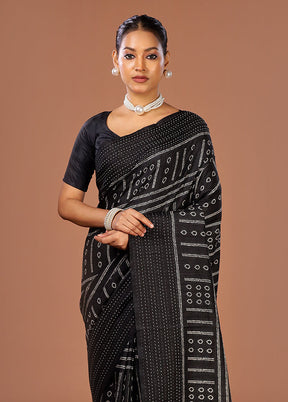 Black Tussar Silk Saree With Blouse Piece
