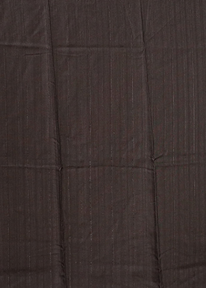 Black Tussar Silk Saree With Blouse Piece