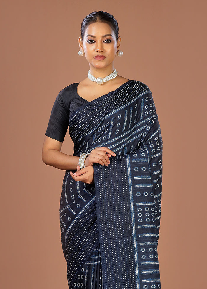 Blue Tussar Silk Saree With Blouse Piece