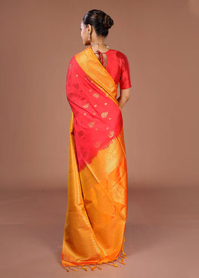 Red Kanjivaram Silk Saree With Blouse Piece