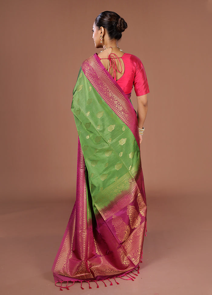 Green Kanjivaram Silk Saree With Blouse Piece