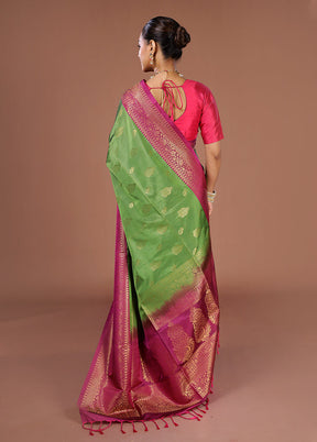 Green Kanjivaram Silk Saree With Blouse Piece