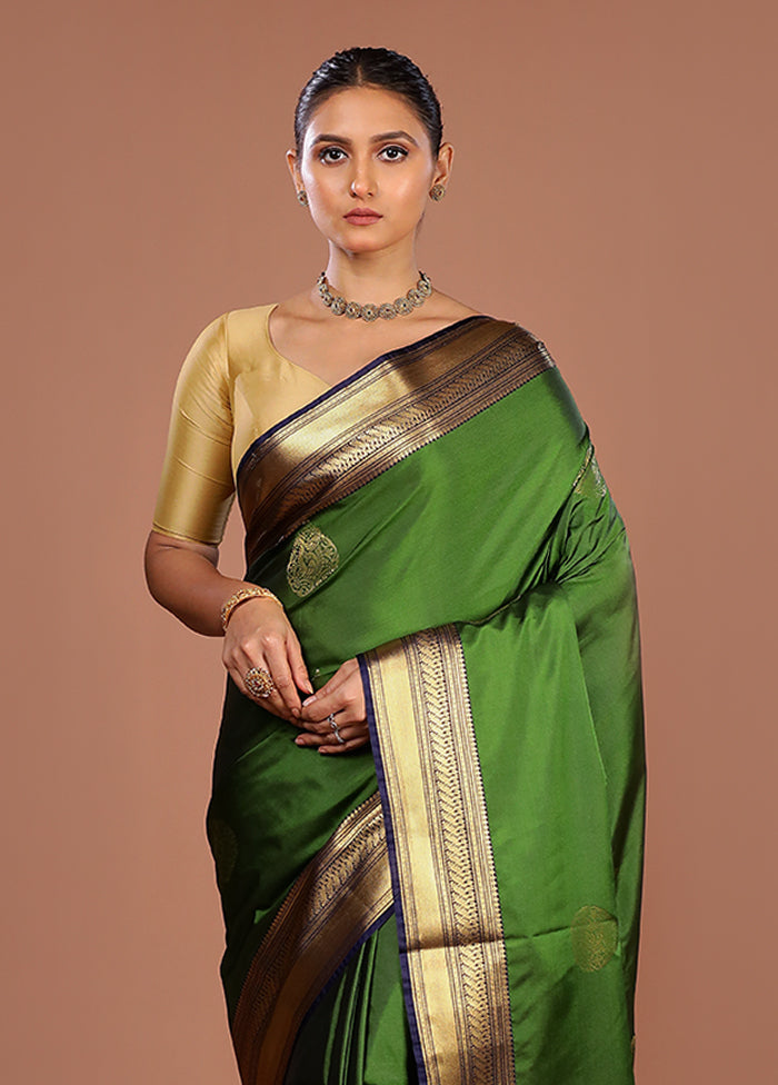 Green Kanjivaram Silk Saree With Blouse Piece