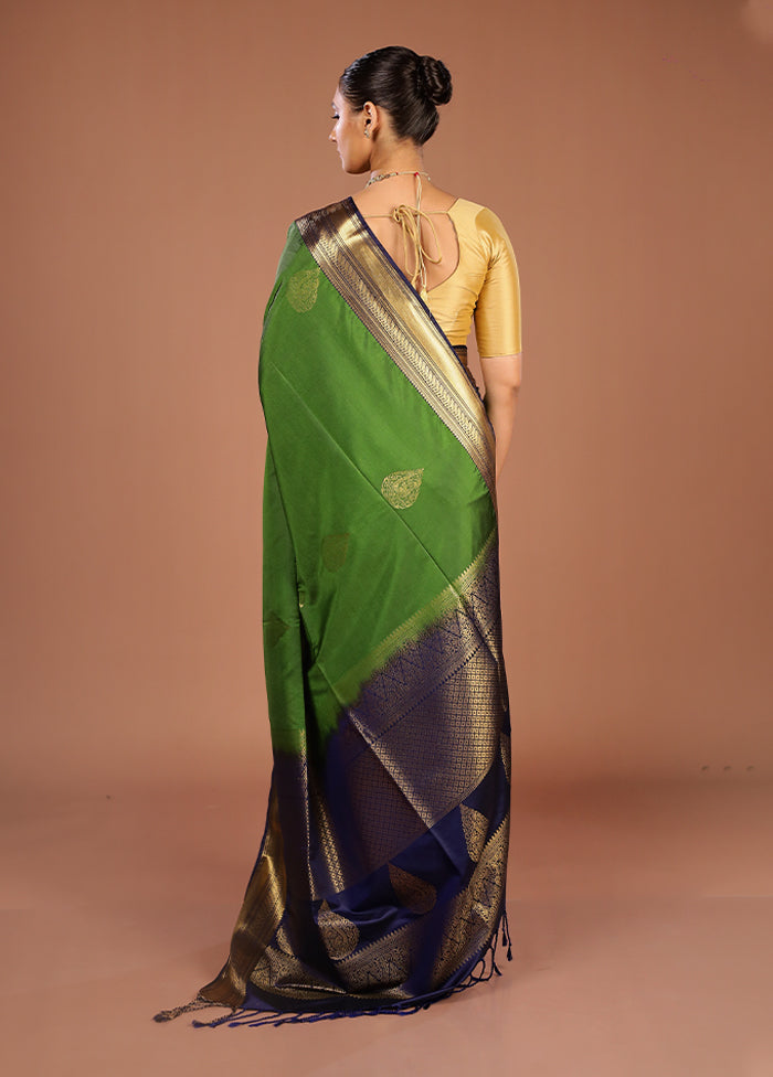 Green Kanjivaram Silk Saree With Blouse Piece