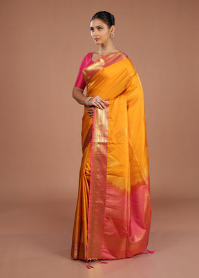 Yellow Kanjivaram Silk Saree With Blouse Piece