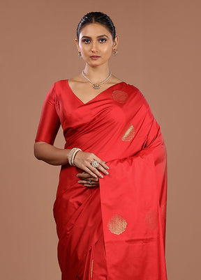 Red Kanjivaram Silk Saree With Blouse Piece