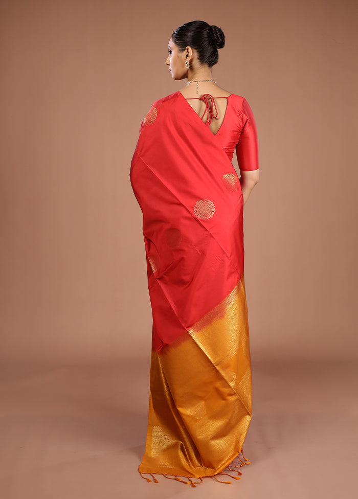 Red Kanjivaram Silk Saree With Blouse Piece