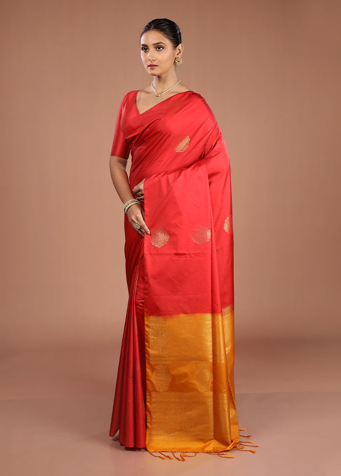 Red Kanjivaram Silk Saree With Blouse Piece