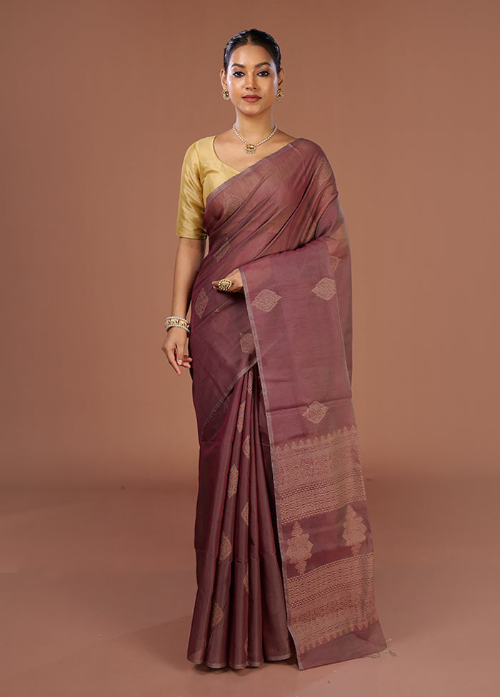 Purple Cotton Saree With Blouse Piece