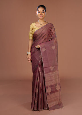 Purple Cotton Saree With Blouse Piece