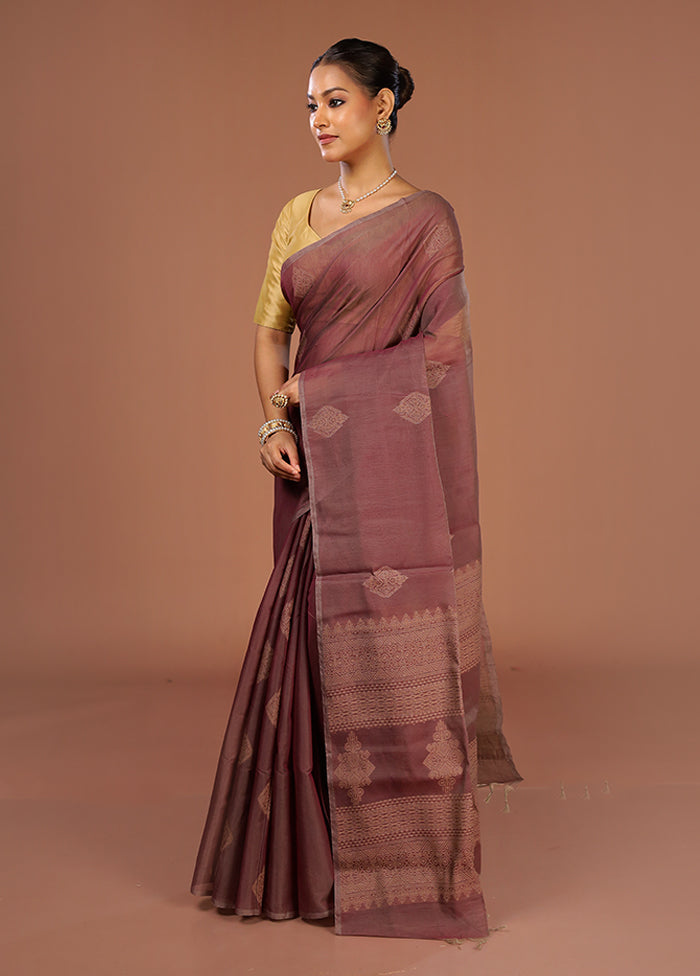 Purple Cotton Saree With Blouse Piece