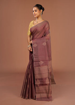 Purple Cotton Saree With Blouse Piece