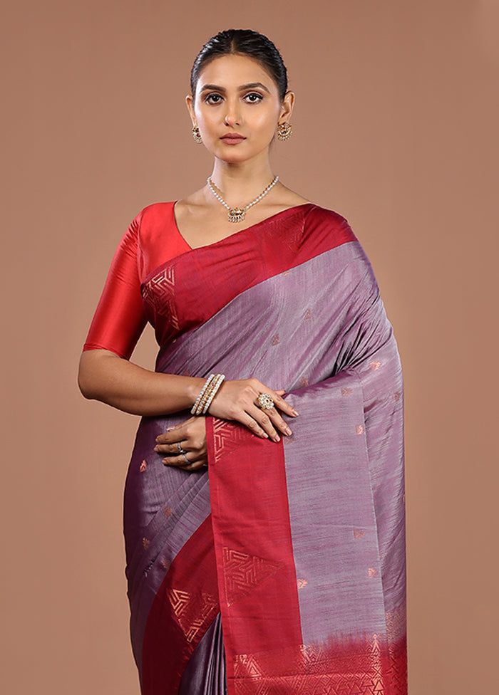 Grey Kanjivaram Silk Saree With Blouse Piece