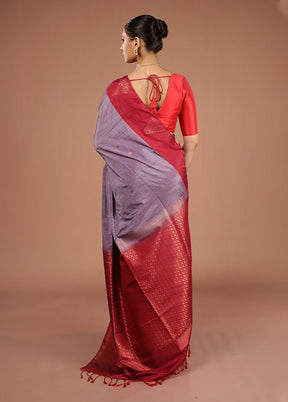 Grey Kanjivaram Silk Saree With Blouse Piece