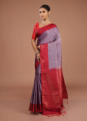 Grey Kanjivaram Silk Saree With Blouse Piece