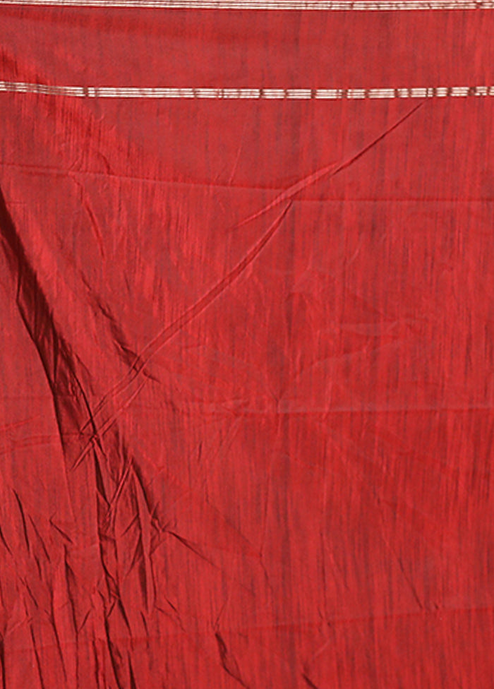Rust Kanjivaram Silk Saree With Blouse Piece