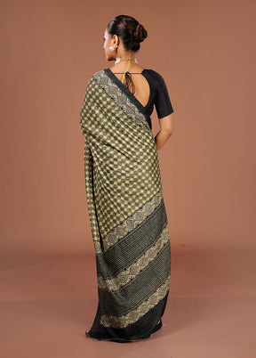 Cream Tussar Silk Saree With Blouse Piece