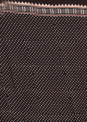 Black Printed Pure Silk Saree Without Blouse Piece
