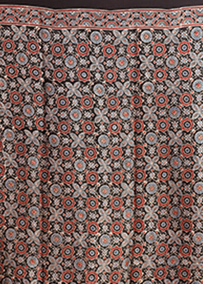 Black Printed Pure Silk Saree Without Blouse Piece