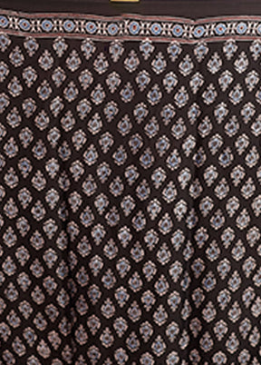 Black Printed Pure Silk Saree Without Blouse Piece