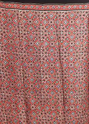 Maroon Printed Pure Silk Saree Without Blouse Piece