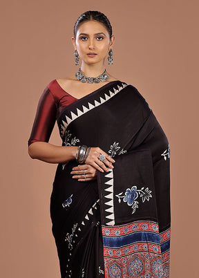 Maroon Printed Pure Silk Saree Without Blouse Piece
