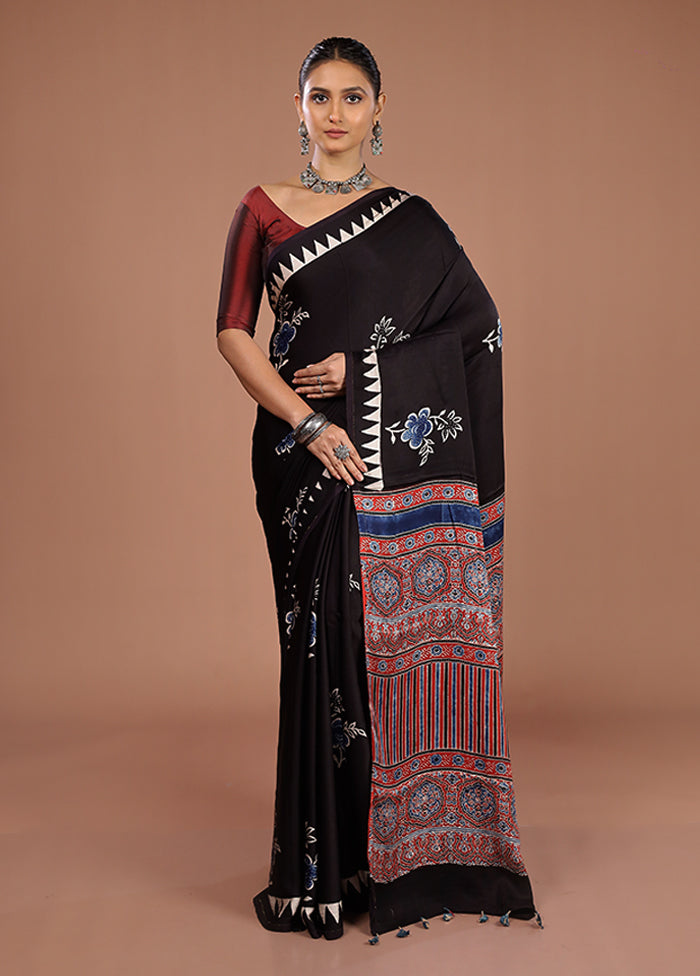 Maroon Printed Pure Silk Saree Without Blouse Piece