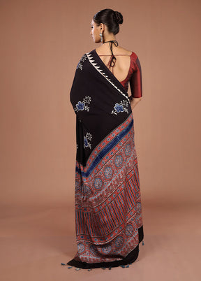 Maroon Printed Pure Silk Saree Without Blouse Piece