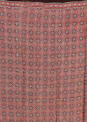 Maroon Printed Pure Silk Saree Without Blouse Piece