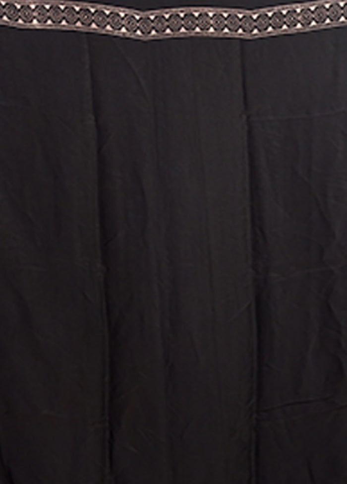 Black Printed Pure Silk Saree Without Blouse Piece
