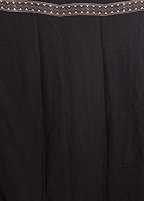 Black Printed Pure Silk Saree Without Blouse Piece