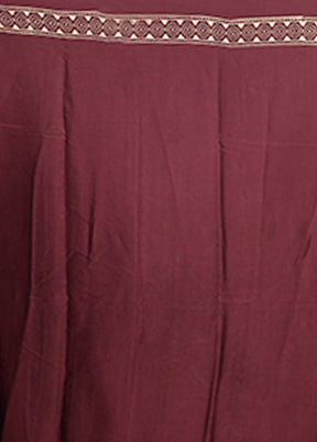 Maroon Printed Pure Silk Saree Without Blouse Piece